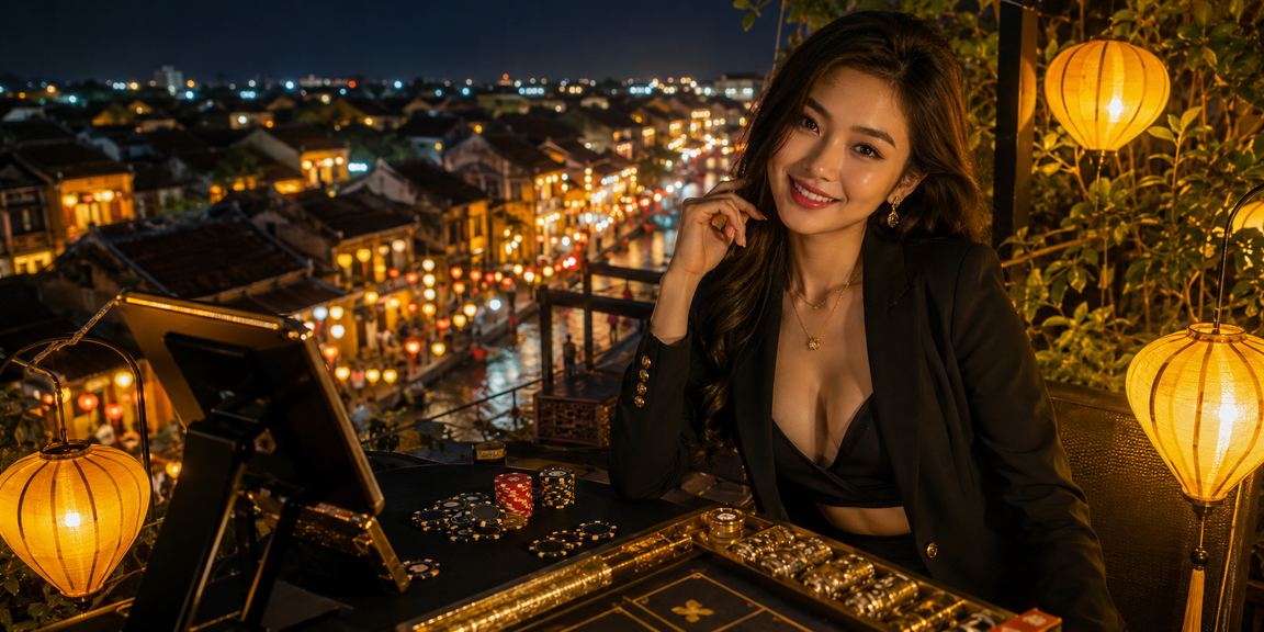 Người dùng theo dõi tiến trình VIP tại phố đèn lồng Hội An qua điện thoại